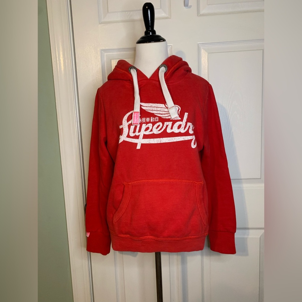 Superdry Vintage graphic hoodie red sz Medium VGUC